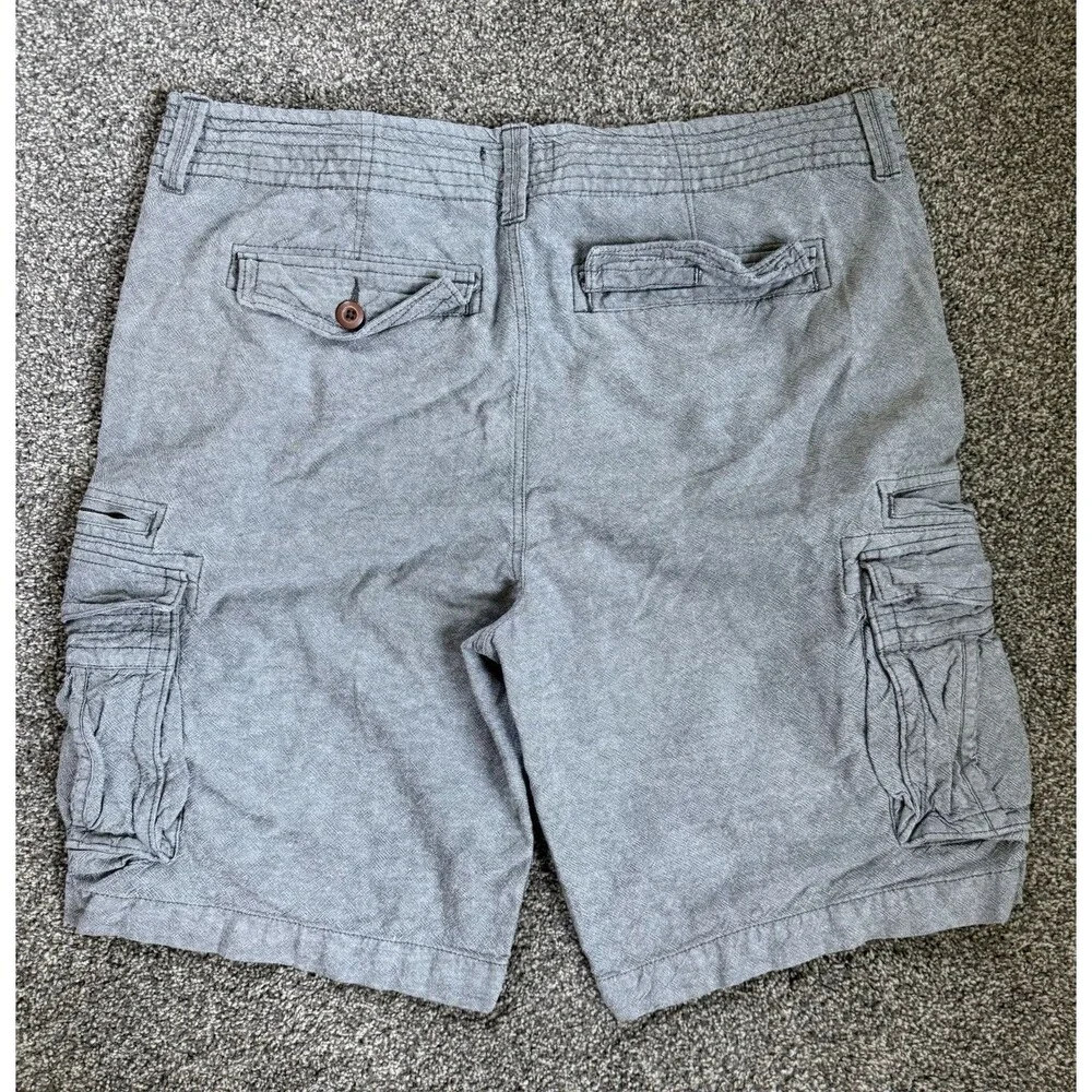 Hurley Cargo Shorts Mens 38‎ Gray Flat Front Casual Utility Pockets Chino
